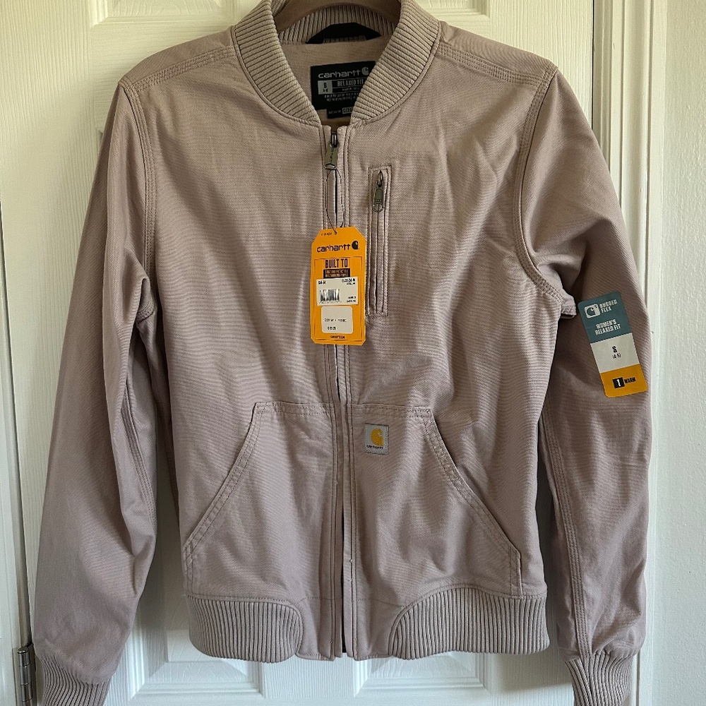 NWT Women’s Carhartt Relaxed Fit Bomber Jacket in Pinkish/Gray Color